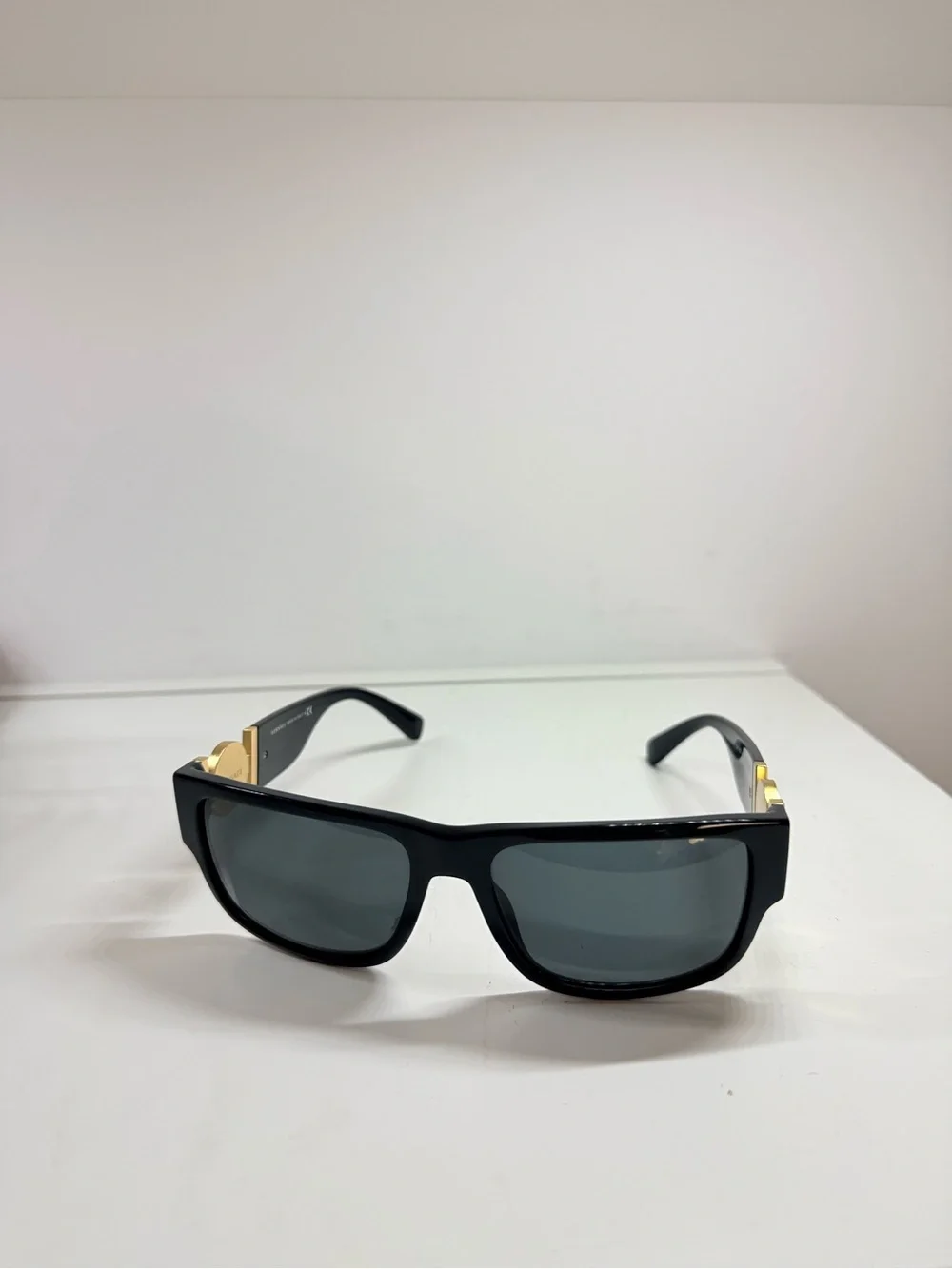 Versace Black and Gold Mens Rectangular Sunglasses